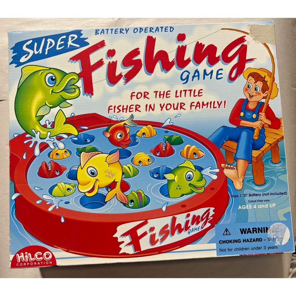 Vintage HiCo Super Fishing Game Battery Operated 4 Rods Complete Tested Works